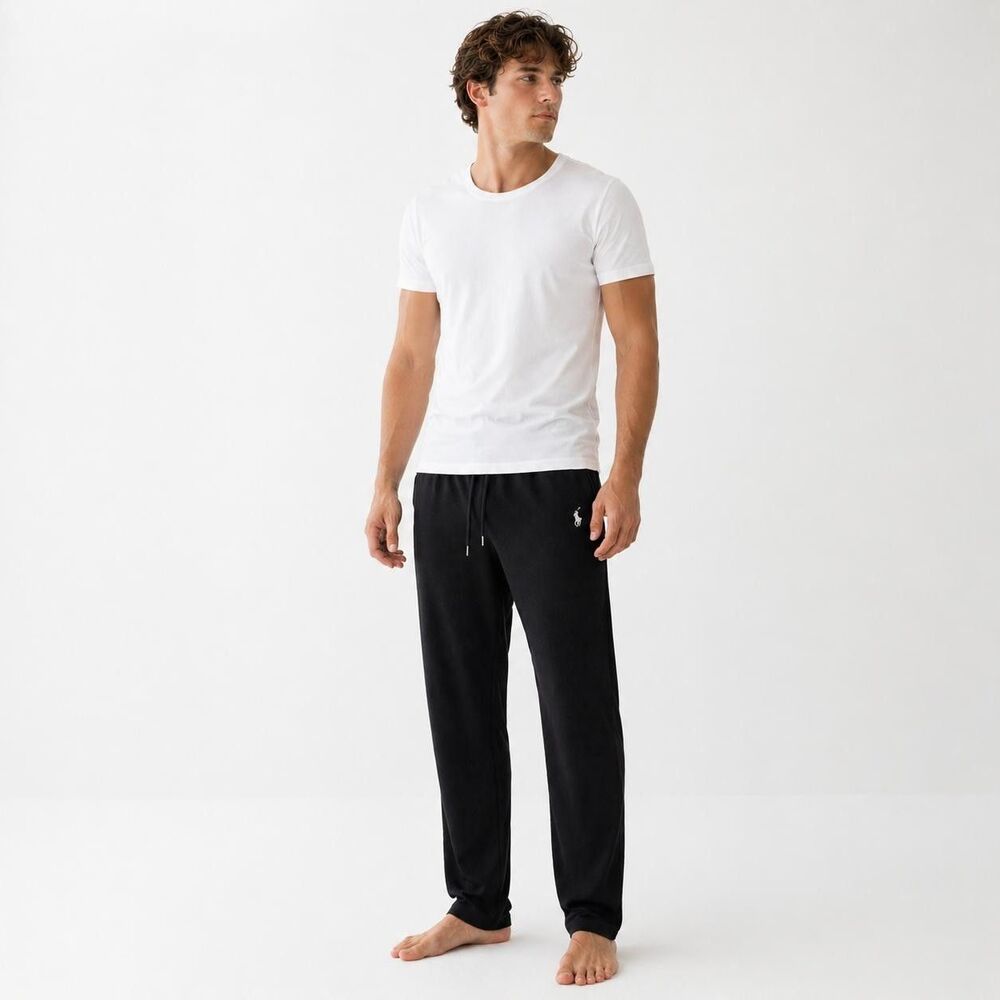POLO RALPH LAUREN‎ New Men's Sleepwear Pants SMALL Drawstring Logo Cotton Black